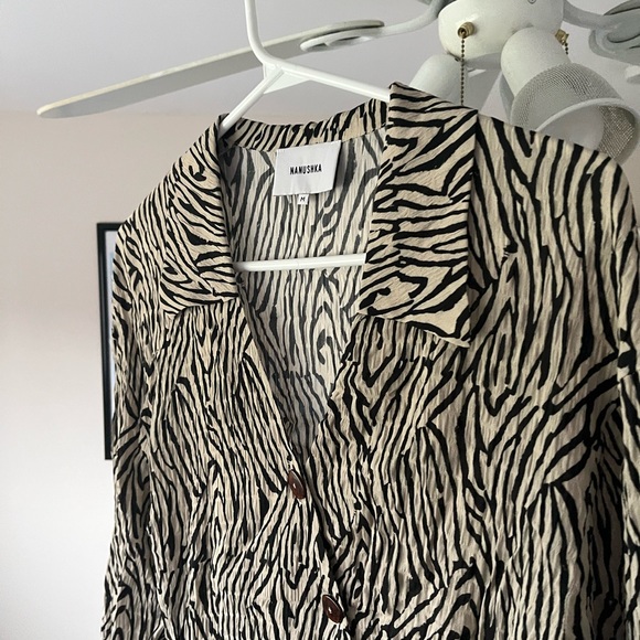 NANUSHKA Capri Zebra Print Wrap Shirt Dress - Picture 6 of 7